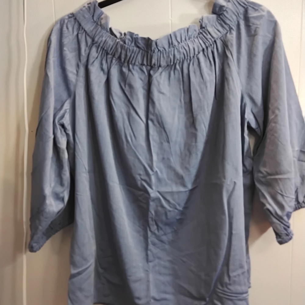 Banana Republic Light Blue Off-Shoulder Blouse
